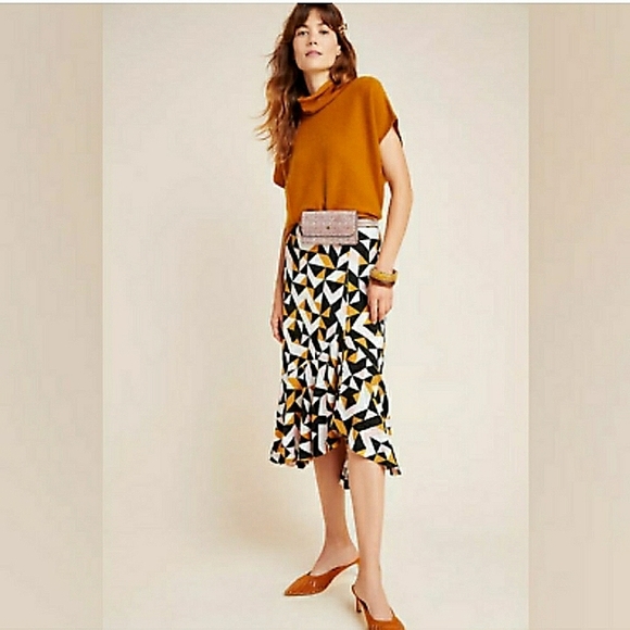 Maeve Anthropologie Small Tanya Geometric Abstract Midi Knit Skirt Pullon Womens - Picture 1 of 15